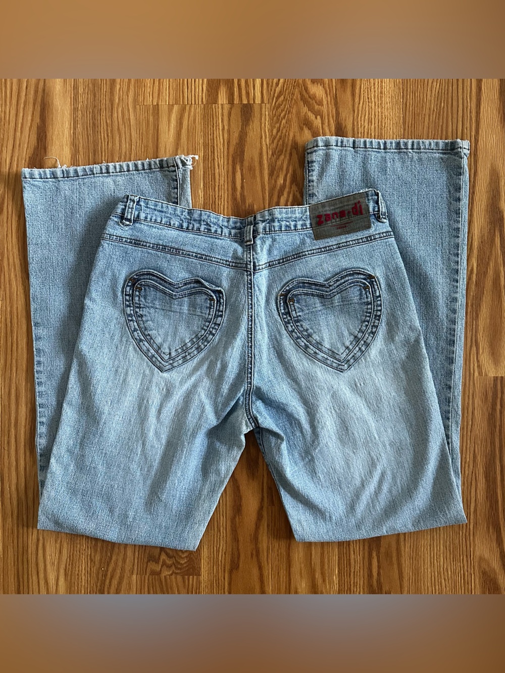 Vintage Zana Di Heart Pocket Jeans Y2K Flare Light Wash Denim Jeans